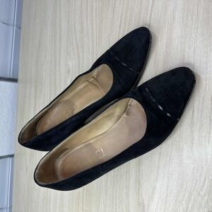 Gucci Shoes Women Size 5.5 Black Suede Vintage Slip On Dressy Office Chunky Heel
